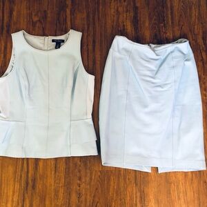White House Black Market Sky Blue Leather Skirt Set